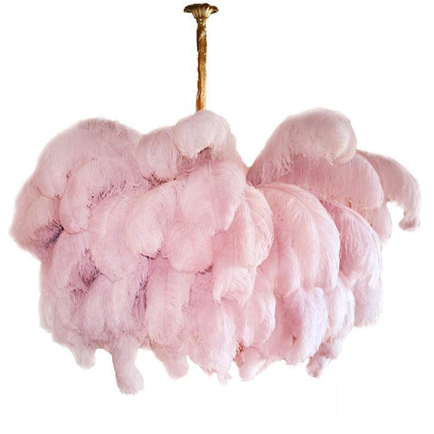 Ostrich Feather Chandelier with Layered Plume Shade