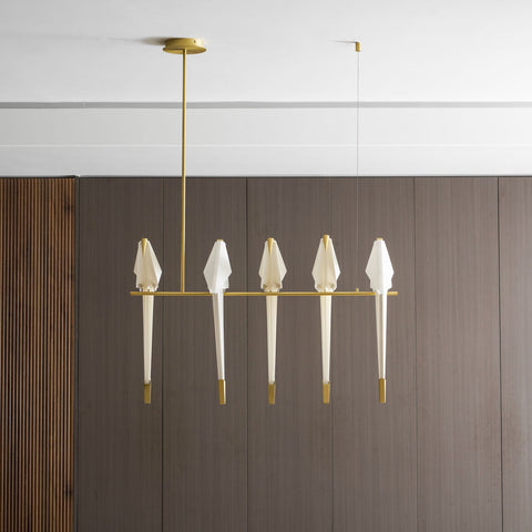 Chandelier with Origami Bird Shades and Branching Metal Frame