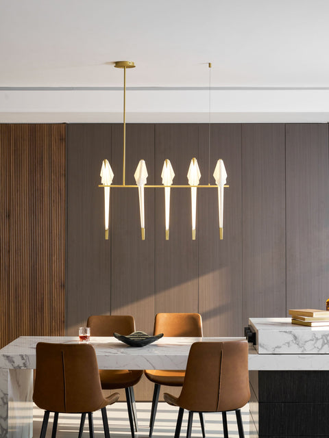 Chandelier with Origami Bird Shades and Branching Metal Frame