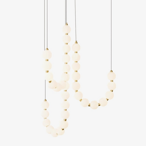 Chandelier with Draped Acrylic Globe Strands and Integrated LED