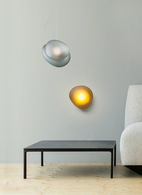 Hand-Blown Bubble Glass Wall Lamp with Sculptural Shade