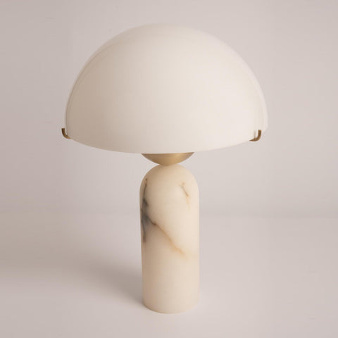 Natural Stone Table Lamp with Frosted Dome Shade
