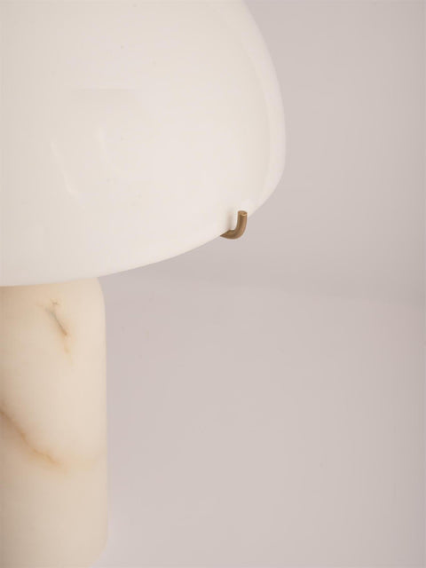 Natural Stone Table Lamp with Frosted Dome Shade