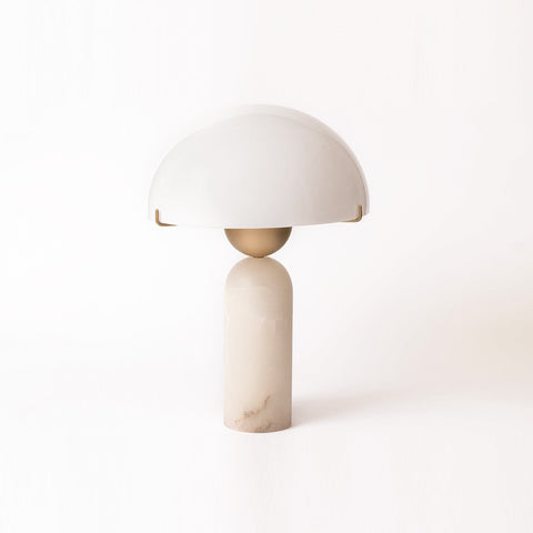 Natural Stone Table Lamp with Frosted Dome Shade