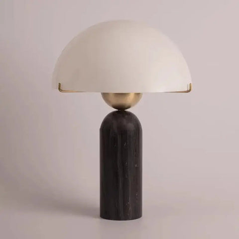 Natural Stone Table Lamp with Frosted Dome Shade