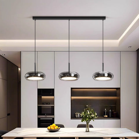 Three-Light Glass Pendant for Kitchen Islands