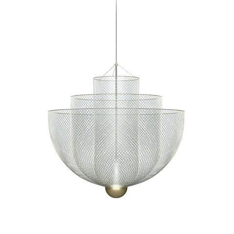 Pendant Light with Tiered Steel Mesh Shade and Integrated LED