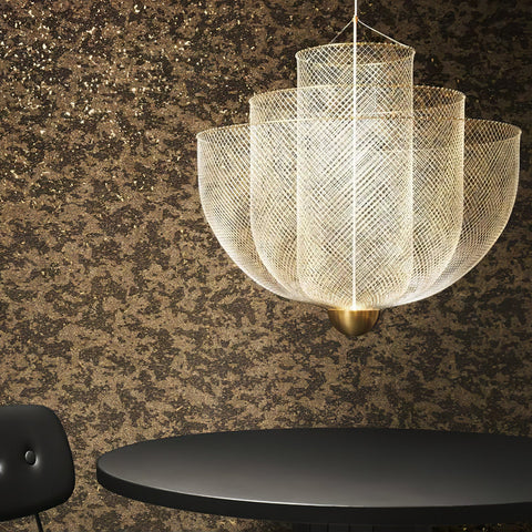 Pendant Light with Tiered Steel Mesh Shade and Integrated LED