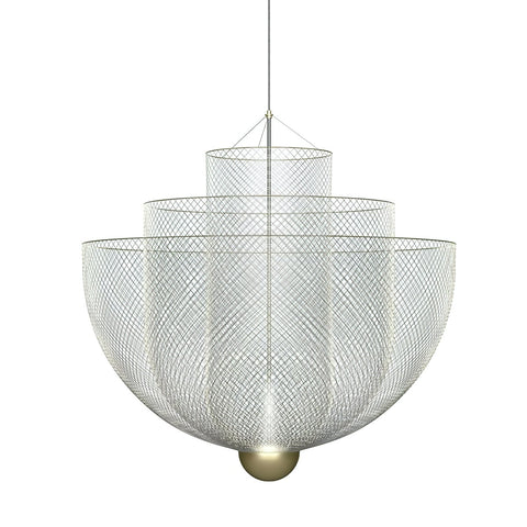 Pendant Light with Tiered Steel Mesh Shade and Integrated LED
