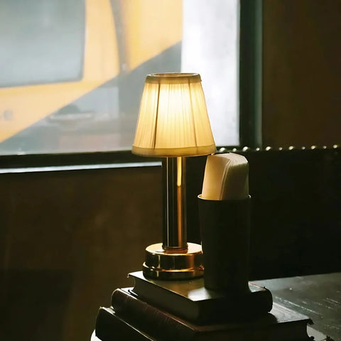 Rechargeable Fabric Shade Table Lamp with Touch Control — product view