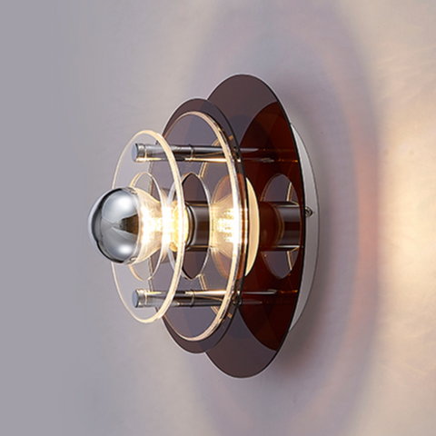 Wall Light with Layered Acrylic Discs and Retro Geometric Styling