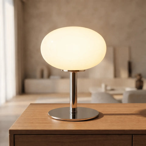 Cordless LED Table Lamp with Oval Shade and Touch Dimming