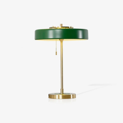 Table Lamp with Shallow Drum Shade and Circular Metal Base