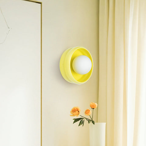 Round Ceramic Wall Sconce with E27 Bulb Socket and Minimalist Design