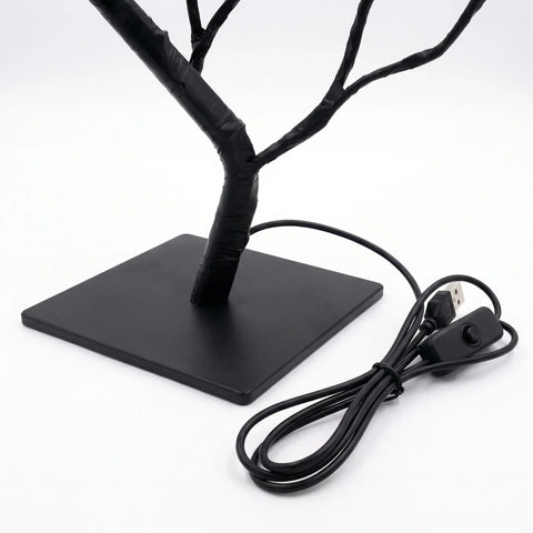 LED Rose Tree Lamp with USB Power and Sculpted Flower Lights