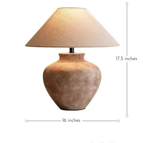 Rustic Ceramic Table Lamp Wabi-Sabi Minimalist Style Nightstand or