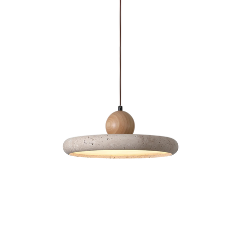 Travertine and Wood Pendant Light