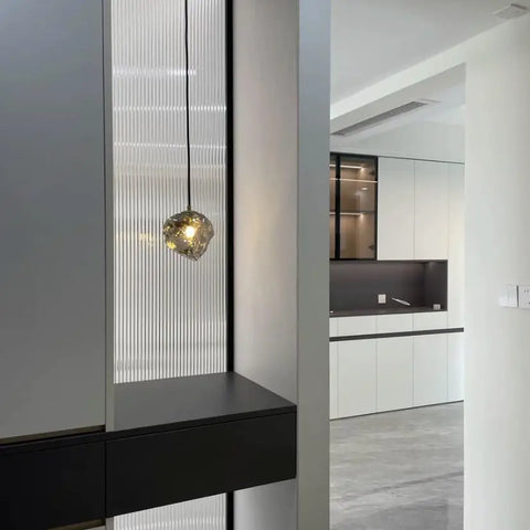 Glass Pendant Light in Amber or Smoked Gray