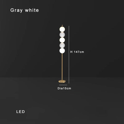 Modern Orb Floor Lamp with Stacked Glowing Orbs in Iron and Glass