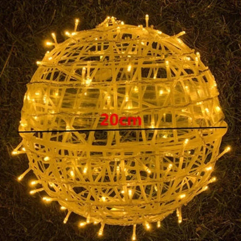 LED Hanging Ball Light with Woven Shade for Indoor and Outdoor Use