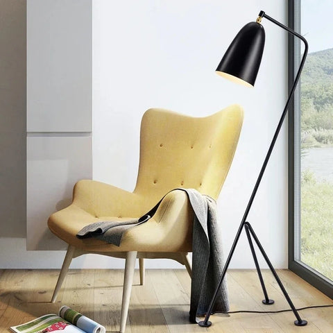Grasshopper Tripod Floor Lamp with Angled Tripod and Cone Shade