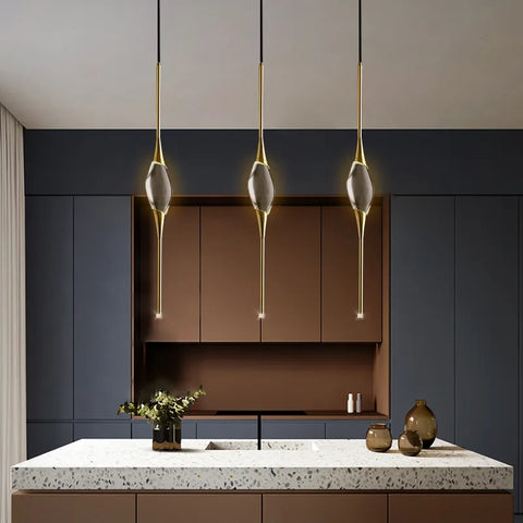 Crystal Pendant Light with Copper Frame