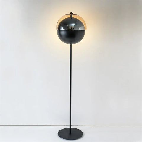 Twin Orb Floor Lamp with Twin Spherical Shades in Metal and Glass