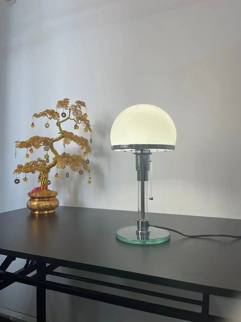 Bauhaus Glass Globe Table Lamp with Chrome Base