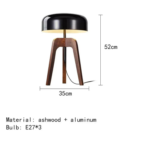 Solid Wood Floor Lamp with Tripod Base and Drum Shade