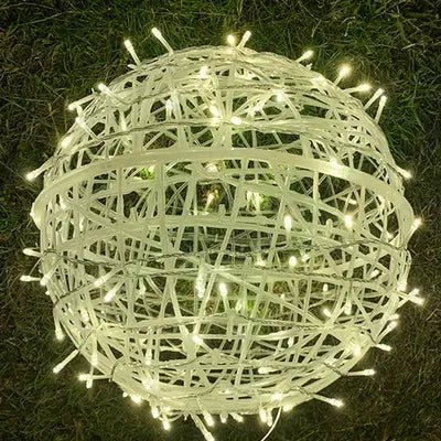 LED Hanging Ball Light with Woven Shade for Indoor and Outdoor Use