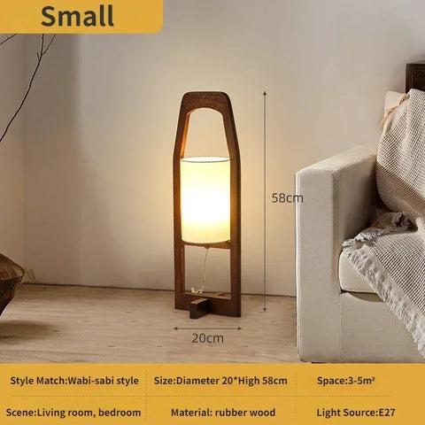 Wooden Lantern Floor Lamp with Open Rectangular Lantern