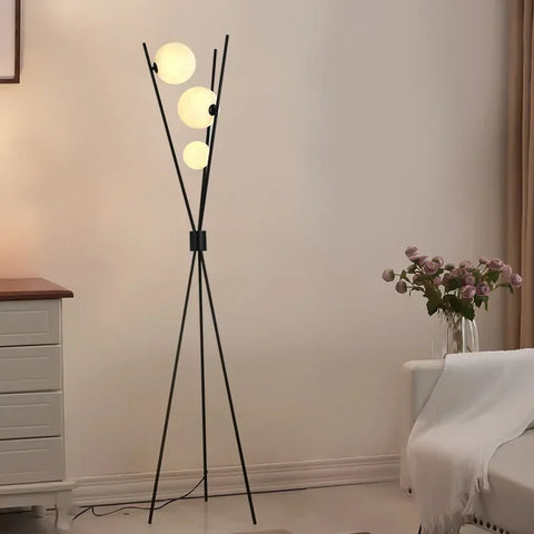 Moon Globe Floor Lamp with Globe and Tripod Form