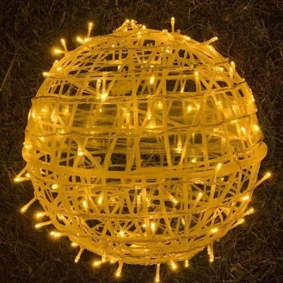 LED Hanging Ball Light with Woven Shade for Indoor and Outdoor Use