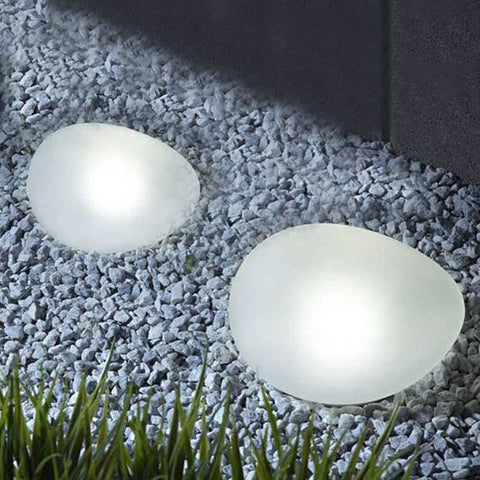 Solar Pebble Landscape Light with Sandblasted Glass