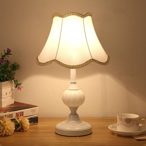 Floral Fabric Shade Table Lamp with Glass and Iron Base