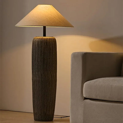 Ceramic Column Floor Lamp with Tapered Column Base