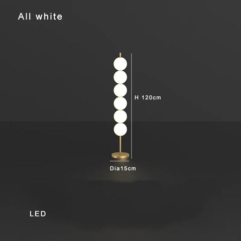 Modern Orb Floor Lamp with Stacked Glowing Orbs in Iron and Glass