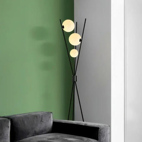 Moon Globe Floor Lamp with Globe and Tripod Form