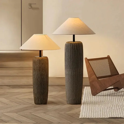Ceramic Column Floor Lamp with Tapered Column Base