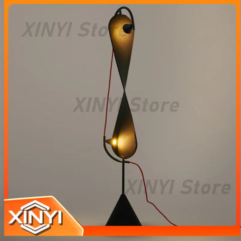 Retro Sailboat Floor Lamp with Sculptural Fabric Shade