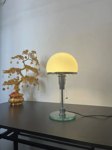 Bauhaus Glass Globe Table Lamp with Chrome Base