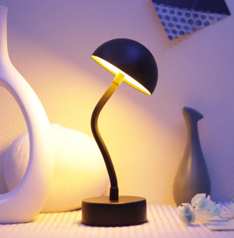 Modern Adjustable LED Table Lamp with Curved Neck, Touch Control and ABS Plastic Base