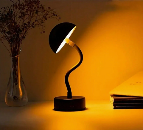 Modern Adjustable LED Table Lamp with Curved Neck, Touch Control and ABS Plastic Base