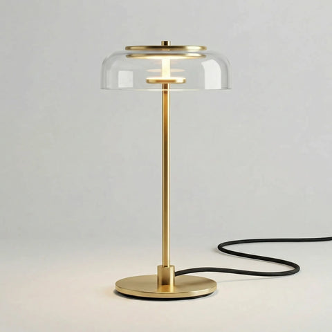 LED Table Lamp with Glass Dome and Slender Steel Stand