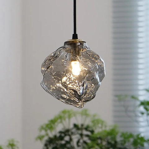 Glass Pendant Light in Amber or Smoked Gray