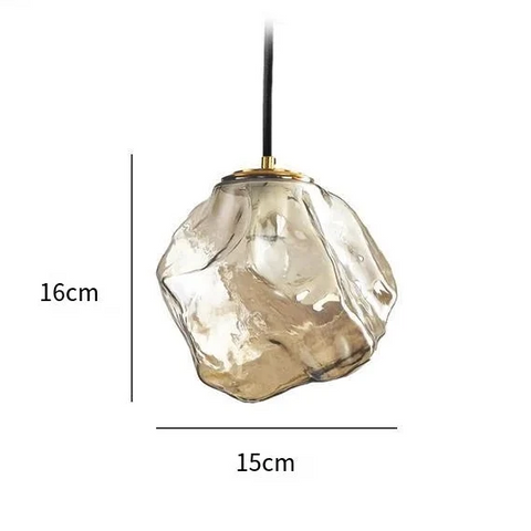 Glass Pendant Light in Amber or Smoked Gray