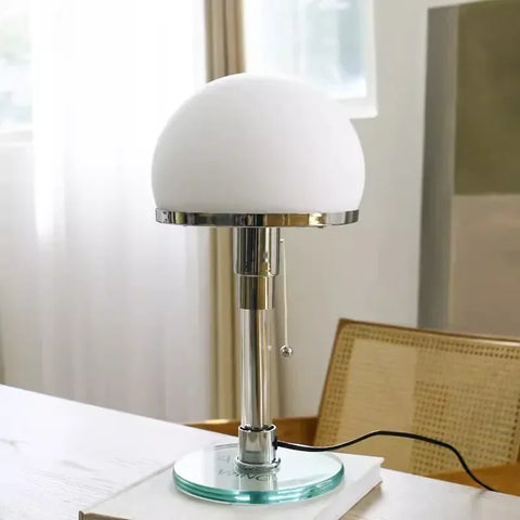 Bauhaus Glass Globe Table Lamp with Chrome Base