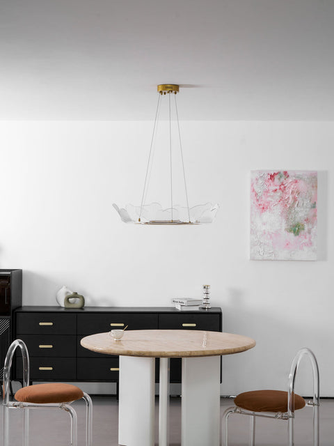 Sea Chandelier with Illuminated Leaf and Scallop Design