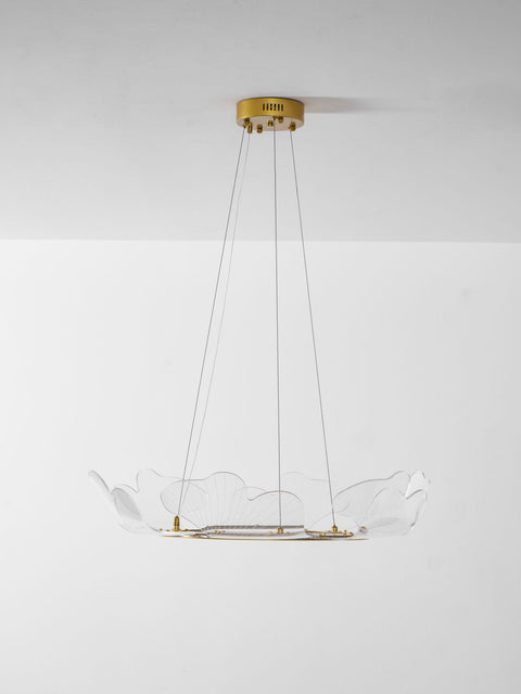 Sea Chandelier with Illuminated Leaf and Scallop Design