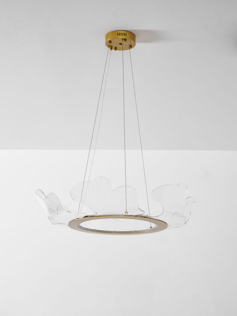 Sea Chandelier with Illuminated Leaf and Scallop Design